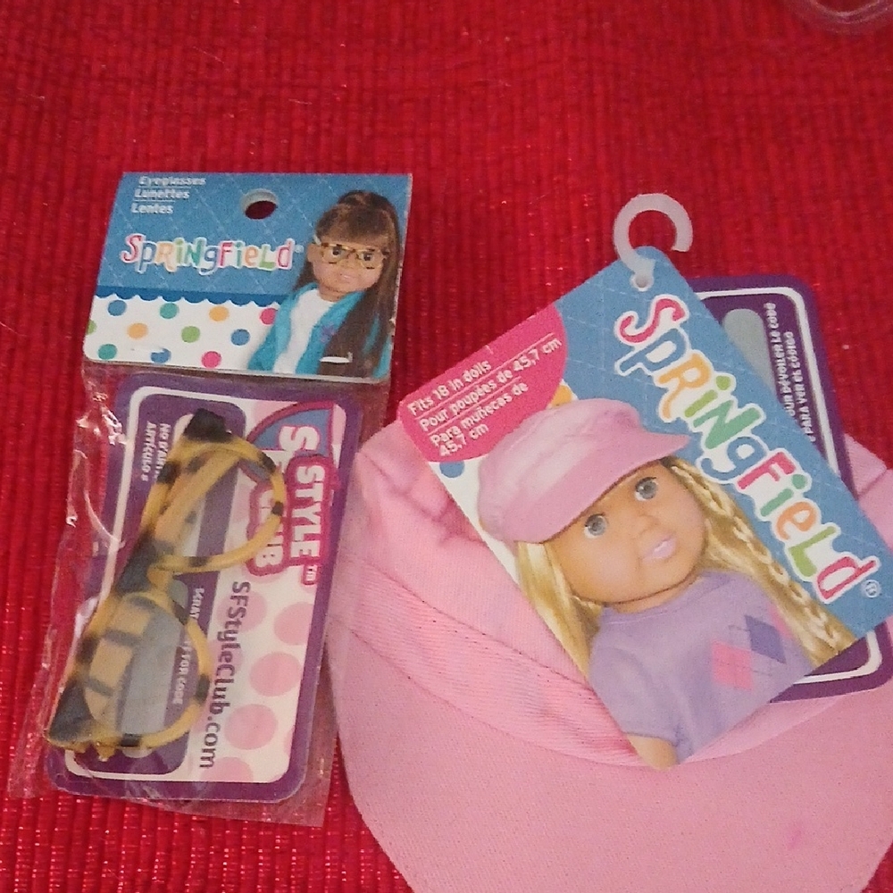 Pink Doll Hat and Glasses Set